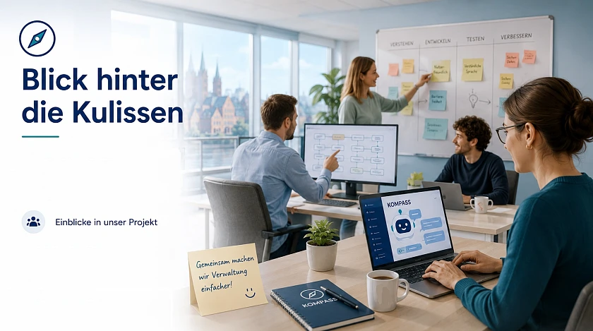 Das Bild zeigt Menschen bei der Arbeit und der Ideenfindung für KOMPASS