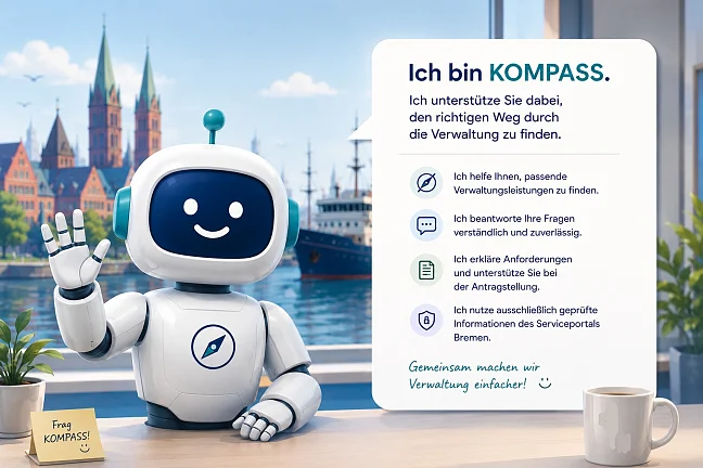KOMPASS, der Sie freundlich und winkend begrüßt